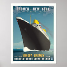 Afiche de viaje de SS Europa Art Deco