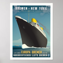 Póster Afiche de viaje de SS Europa Art Deco