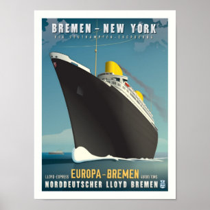 Póster Afiche de viaje de SS Europa Art Deco