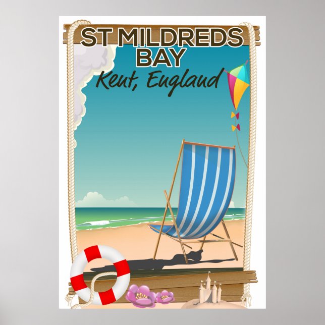Póster Afiche de viaje de St Milcientos Bay Kent England (Frente)