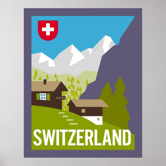 Póster Afiche de viaje de Suiza (Frente)