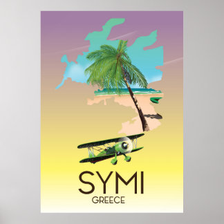 Póster Afiche de viaje de Symi Grecia