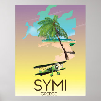 Póster Afiche de viaje de Symi Grecia