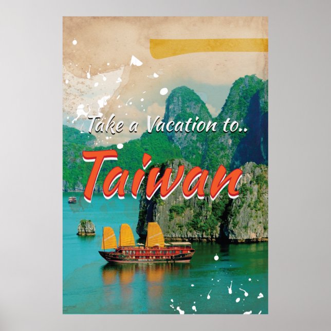 Póster Afiche de viaje de Taiwán vintage (Frente)