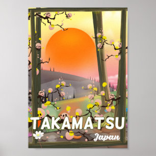 Póster Afiche de viaje de Takamatsu japón