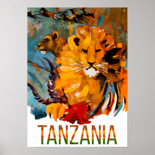 Póster Afiche de viaje de Tanzania