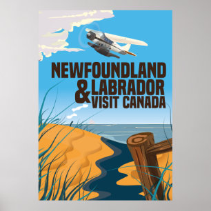 Póster Afiche de viaje de Terranova y Labrador