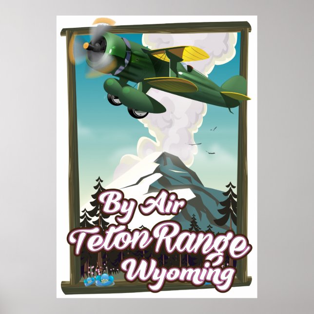 Póster Afiche de viaje de Teton Range Wyoming Air (Frente)