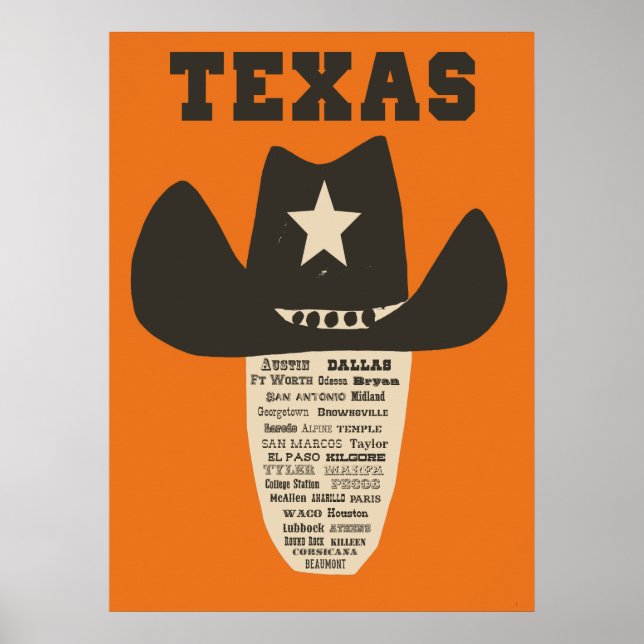 Póster Afiche de viaje de Texas (Frente)