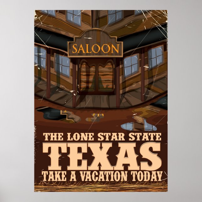 Póster Afiche de viaje de Texas "La única estrella del es (Frente)