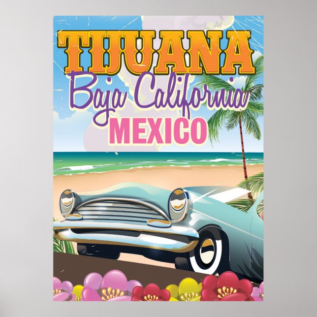 Póster Afiche de viaje de Tijuana Baja California en Méxi (Frente)