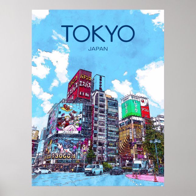 Póster Afiche de viaje de Tokio (Frente)