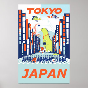 Póster Afiche de viaje de Tokio, Japón