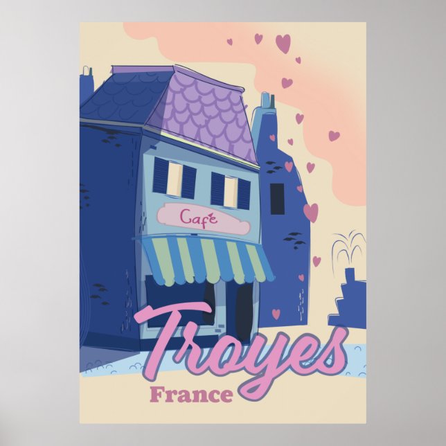 Póster Afiche de viaje de Troyes Francia (Frente)