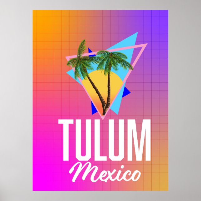 Póster Afiche de viaje de Tulum Mexico Retro. (Frente)