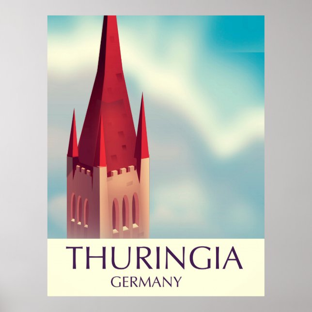 Póster Afiche de viaje de Turingia Alemania (Frente)