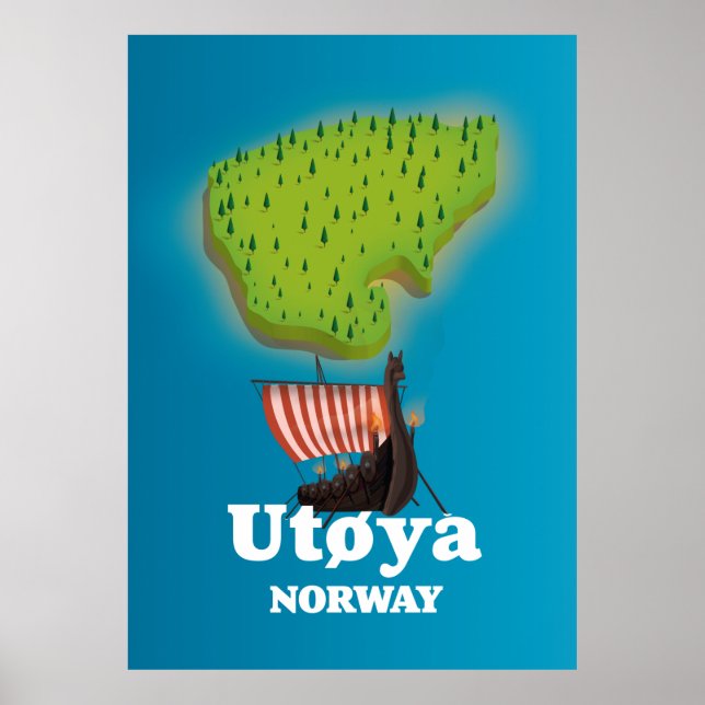 Póster Afiche de viaje de Utøya Noruega (Frente)