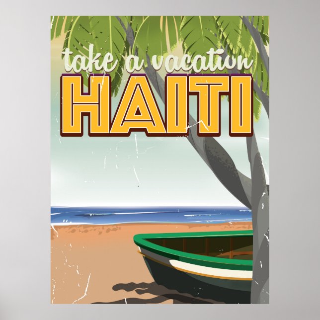 Póster Afiche de viaje de vacaciones a Haití (Frente)