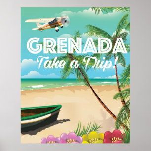Póster Afiche de viaje de vacaciones de la época de Grana