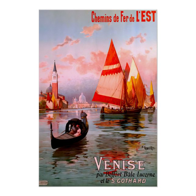 Póster Afiche de Viaje de Venecia (Anverso)