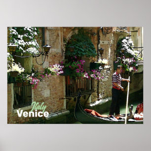 Póster Afiche de Viaje de Venecia Gondolier