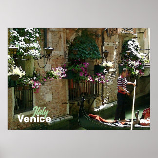 Póster Afiche de Viaje de Venecia Gondolier