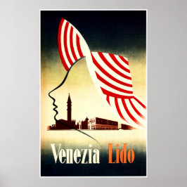 Póster Afiche de viaje de VENEZIA LIDO Venice Vintage Ita