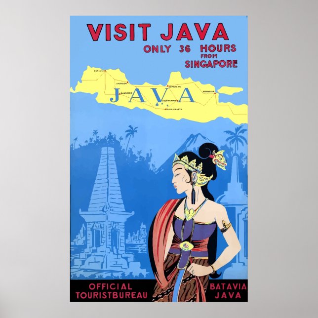 Póster Afiche de Viaje de Viaje de Viaje de Java (Frente)