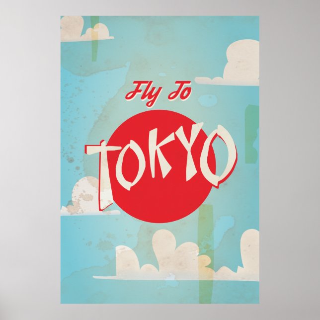 Póster Afiche de viaje de Vieja Retro a Tokio (Frente)