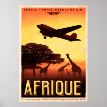 Afiche de Viaje de Vintage AFRIQUE