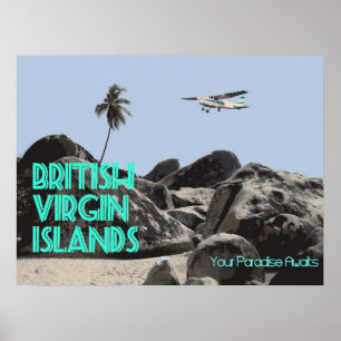 Póster Afiche de Viaje de Vintage BVI