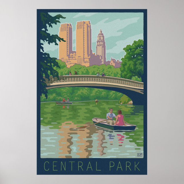 Póster Afiche de Viaje de Vintage Central Park (Frente)