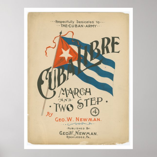 Póster Afiche de viaje de Vintage Cuba Libre (Frente)