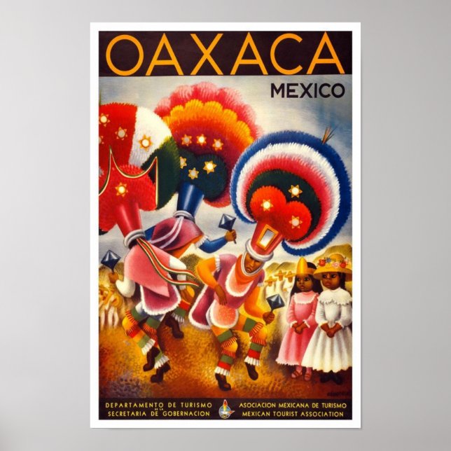 Póster Afiche de Viaje de Vintage Oaxaca, México (Frente)