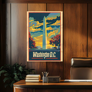 Póster Afiche de viaje de Vintage Washington D.C.