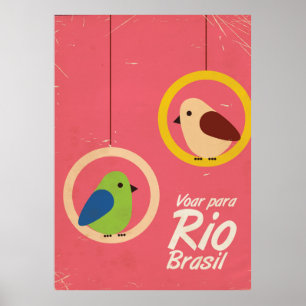 Póster Afiche de viaje de Voar para Rio, Brasil.