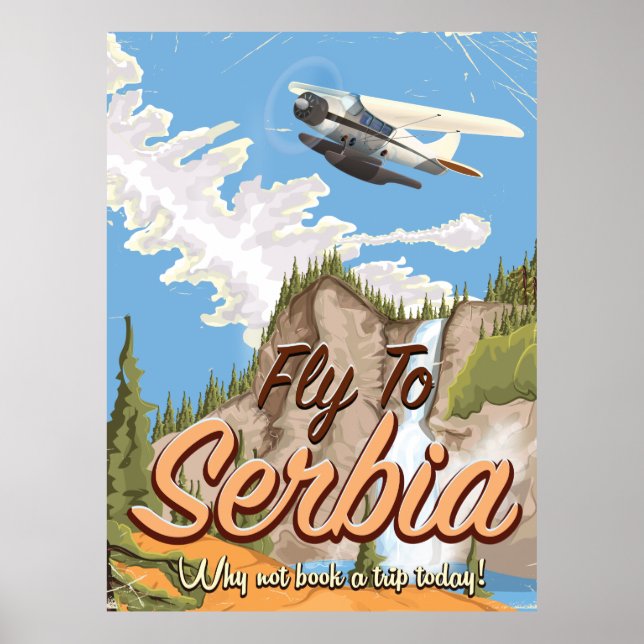 Póster Afiche De Viaje De Vuele A Serbia Personalizado (Frente)