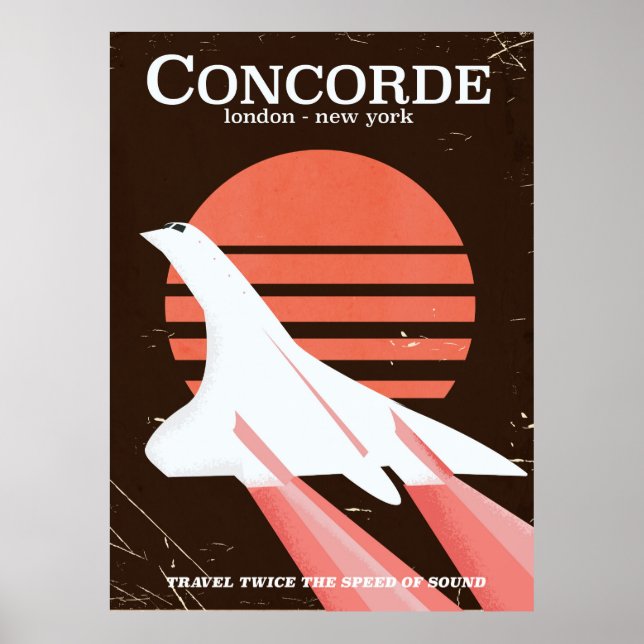 Póster Afiche de viaje de vuelo de Concorde (Frente)