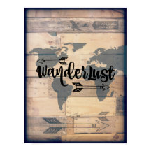 Afiche de viaje de Wanderlust Rustic Wood