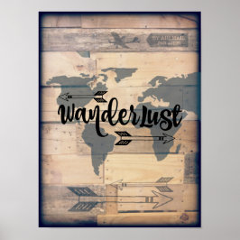 Póster Afiche de viaje de Wanderlust Rustic Wood