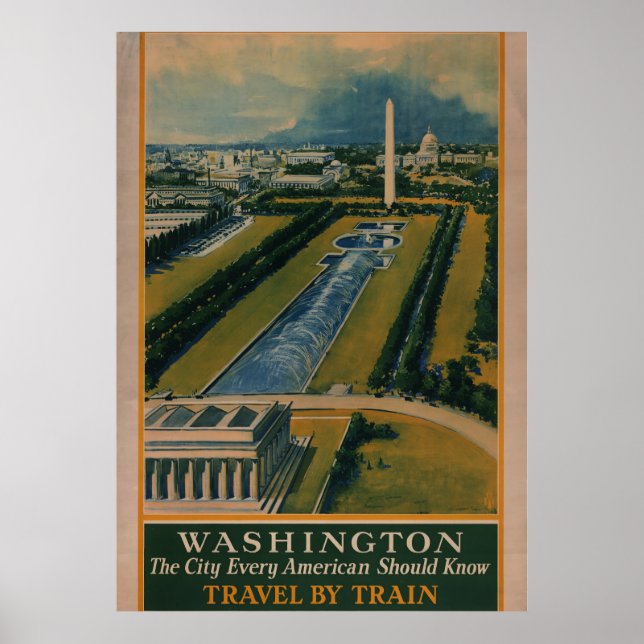 Póster Afiche de viaje de Washington DC (Frente)