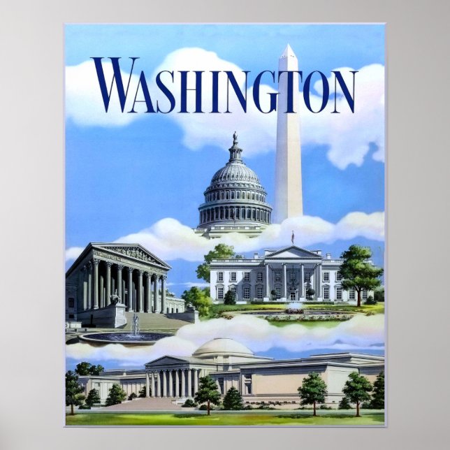 Póster Afiche de viaje de Washington, DC (Frente)