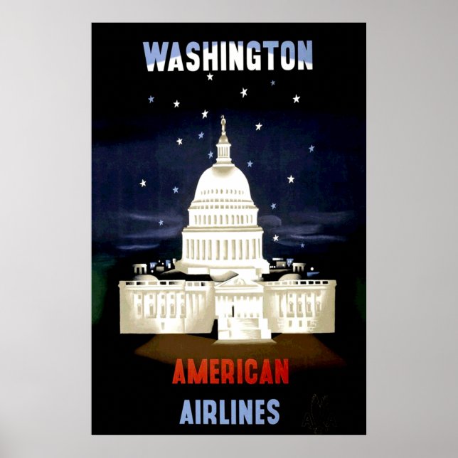 Póster Afiche de viaje de Washington DC (Frente)