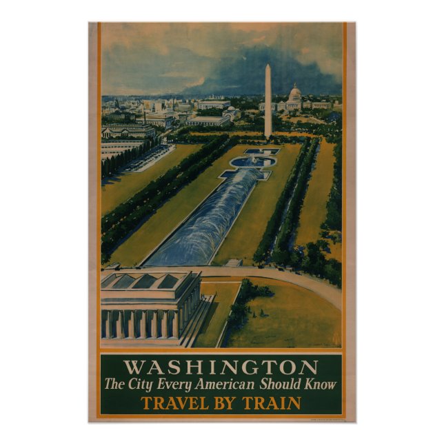 Póster Afiche de viaje de Washington DC (Anverso)