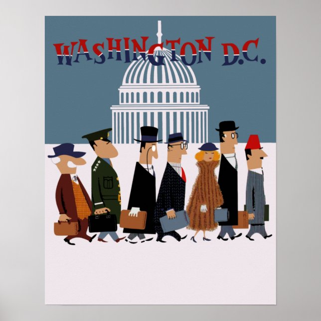 Póster Afiche de viaje de Washington DC (Frente)