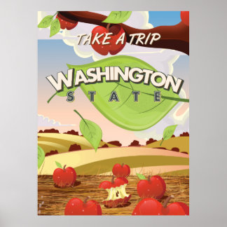 Póster Afiche de viaje de Washington State USA
