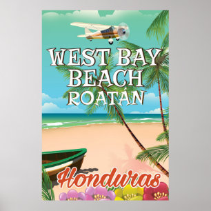 Póster Afiche de viaje de West Bay Beach, Roatán Honduras