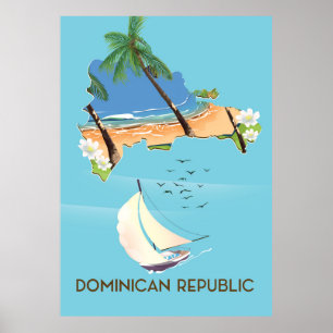Póster Afiche de viaje de yates de República Dominicana