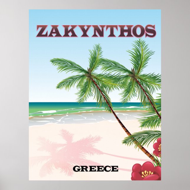 Póster Afiche de viaje de Zakynthos Grecia (Frente)