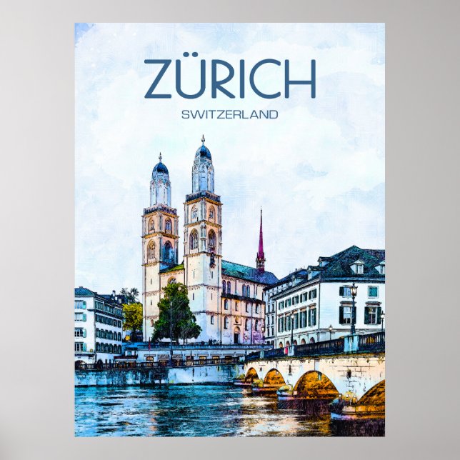 Póster Afiche de viaje de Zurich (Frente)